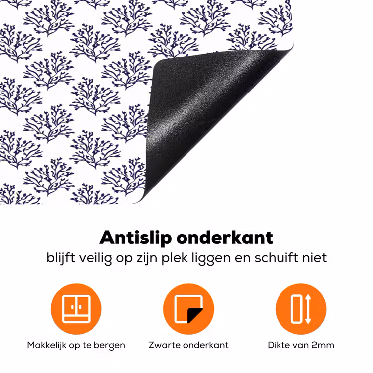 Oceaan - Koraal - Blauw - Wit Inductie beschermer vinyl 3mm klein 276 -zzzzzzz-td-onderkant