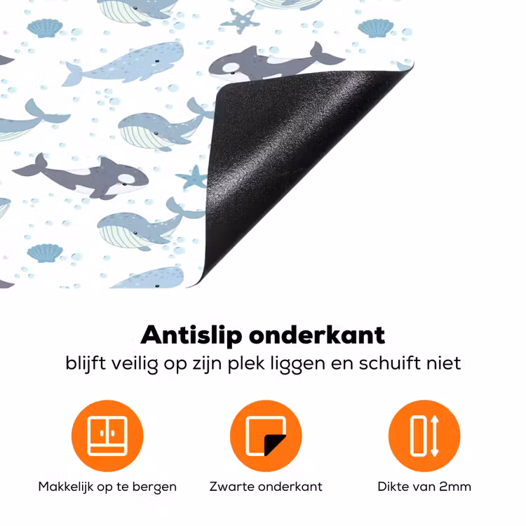 Oceaan - Walvis - Orka - Blauw Inductie beschermer vinyl 3mm klein 276 -zzzzzzz-td-onderkant