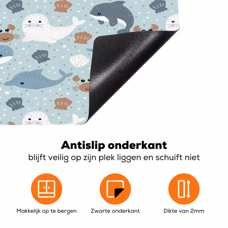 Oceaan - Walvis - Zeehond - Krab Inductie beschermer vinyl 3mm klein 276 -zzzzzzz-td-onderkant
