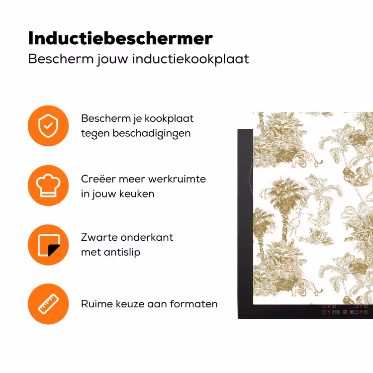 Oerwoud - Abstract - Beige Inductie beschermer vinyl 3mm klein 276 -zzzzzzz-td-ups