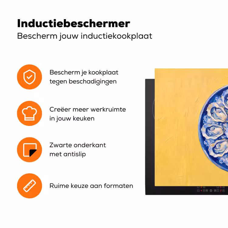 Oesters - Citroen - IJs - Modern - Geel Inductie beschermer vinyl 3mm klein -zzzzzzz-td-ups