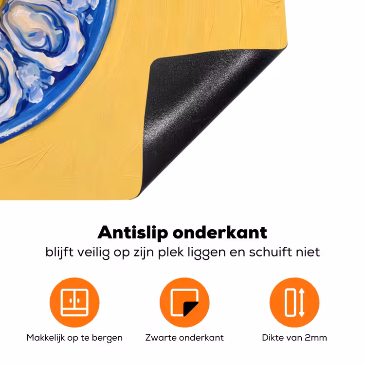 Oesters - Citroen - IJs - Modern - Geel Inductie beschermer vinyl 3mm klein -zzzzzzz-td-onderkant