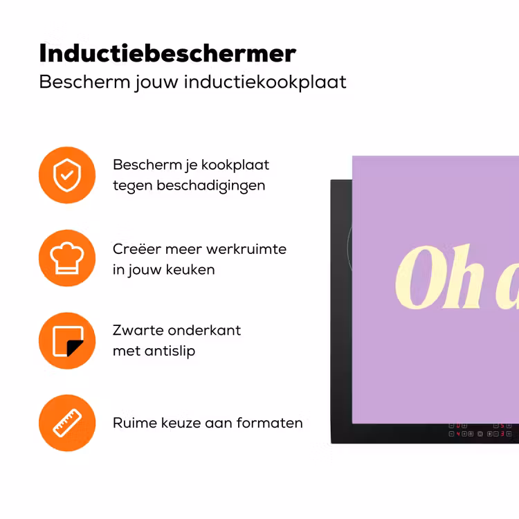 Oh darling - Hart - Paars Inductie beschermer vinyl 3mm klein -zzzzzzz-td-ups