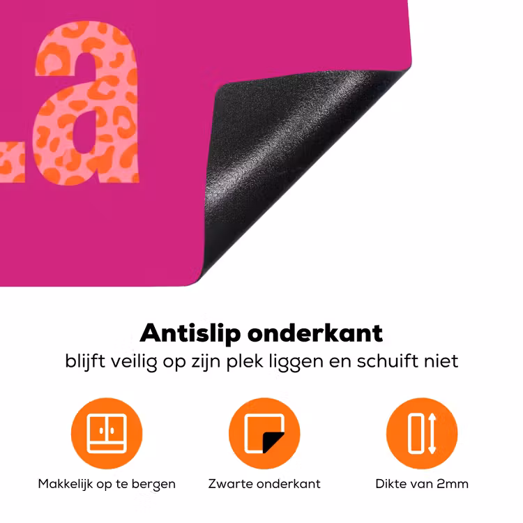 Oh la la - Luipaardprint - Roze Inductie beschermer vinyl 3mm klein -zzzzzzz-td-onderkant