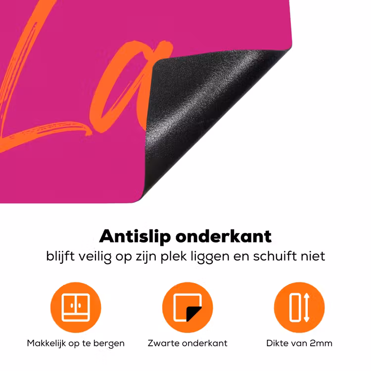 Oh la la - Oranje - Roze Inductie beschermer vinyl 3mm klein -zzzzzzz-td-onderkant