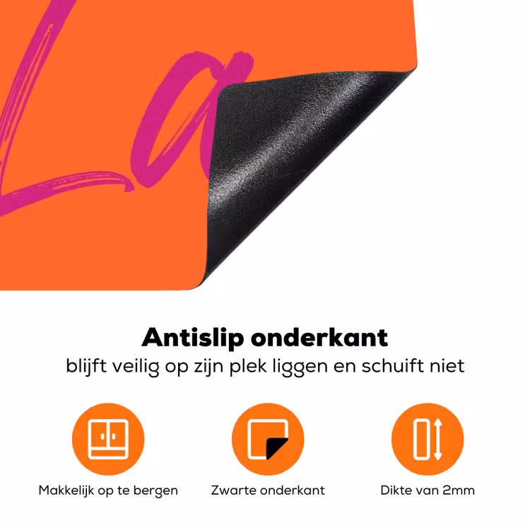 Oh la la - Oranje - Roze - Grafisch Inductie beschermer vinyl 3mm klein -zzzzzzz-td-onderkant