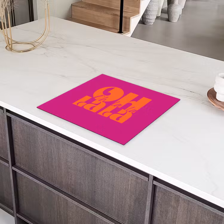 Oh la la - Roze - Oranje - Gestapelde letters Inductie beschermer vinyl 3mm klein -zzzzzzz-td-werking