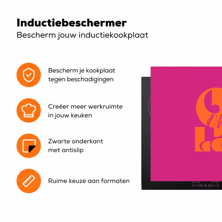 Oh la la - Roze - Oranje - Gestapelde letters Inductie beschermer vinyl 3mm klein -zzzzzzz-td-ups