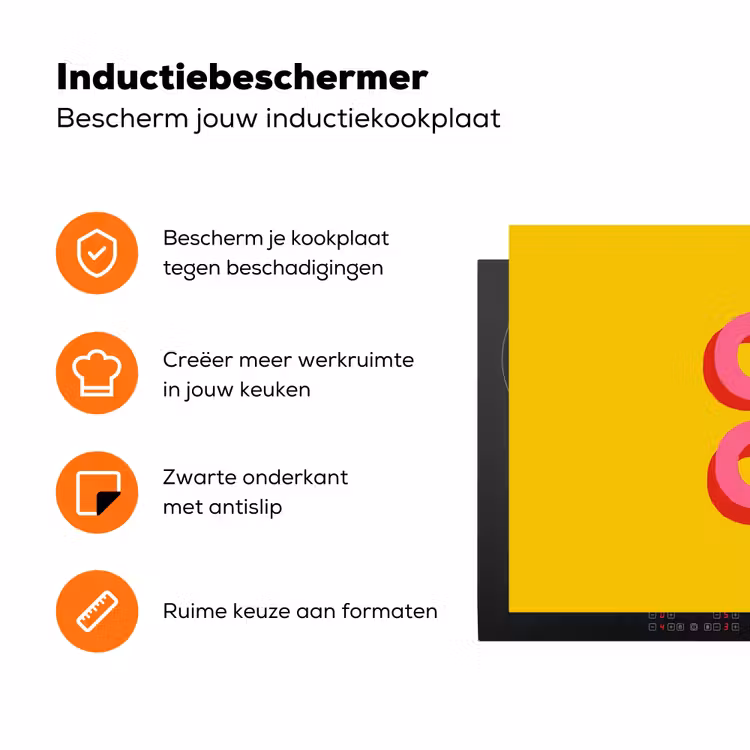 Oh ok - 3D - Geel - Roze Inductie beschermer vinyl 3mm klein -zzzzzzz-td-ups