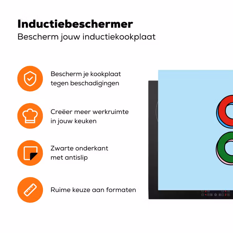 Oh ok - Blauw - Kleurrijk Inductie beschermer vinyl 3mm klein -zzzzzzz-td-ups