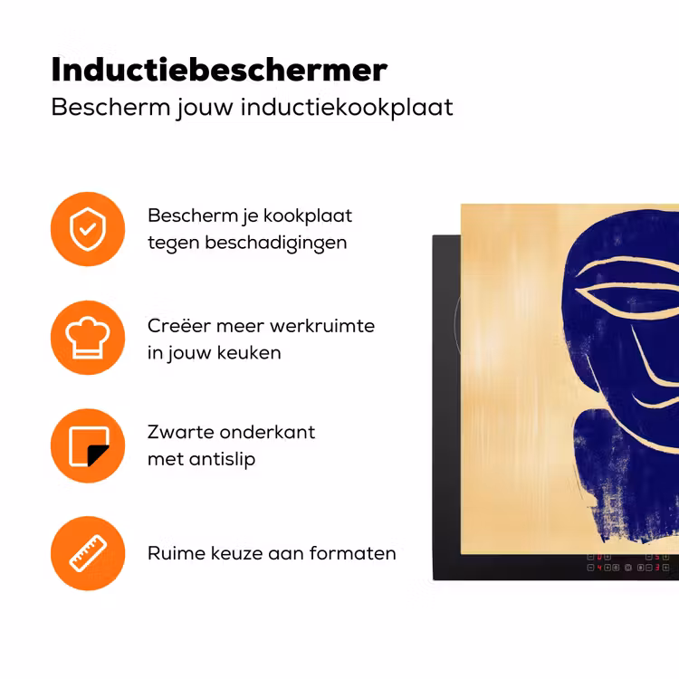 Okergeel - Blauw - Eenvoudige lijnen Inductie beschermer vinyl 3mm klein -zzzzzzz-td-ups