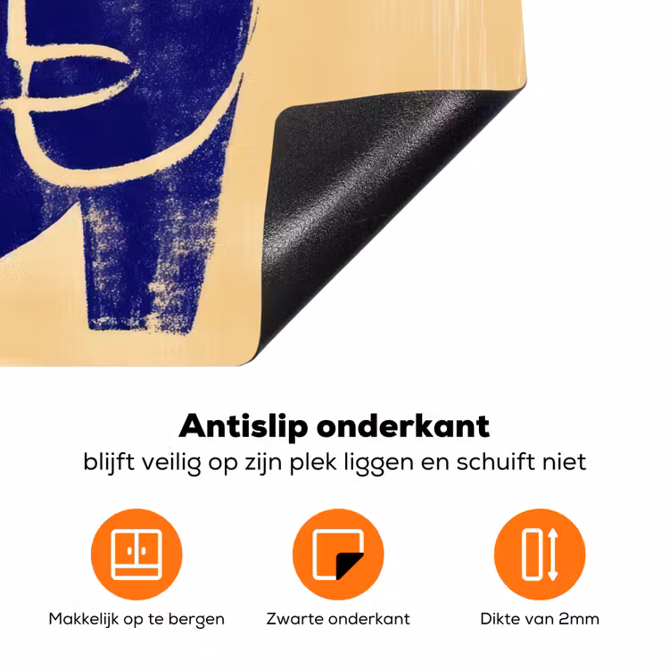 Okergeel - Blauw - Eenvoudige lijnen Inductie beschermer vinyl 3mm klein -zzzzzzz-td-onderkant
