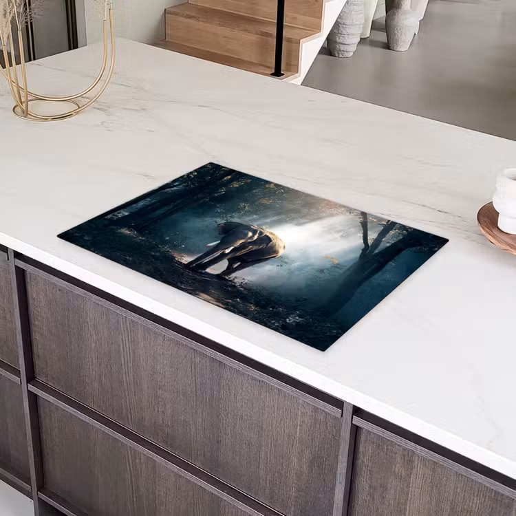 Olifant - Dieren - Licht - Bos - Natuur - Wilde dieren Inductie beschermer vinyl 3mm klein -sfeer8