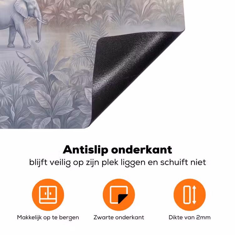 Olifant - Familie - Jungle - Illustratie - Grijs Inductie beschermer vinyl 3mm klein -zzzzzzz-td-onderkant