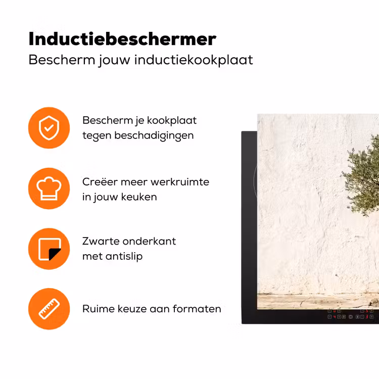 Inductiebeschermer - Olijfboom - muur - wit - Olijfboom - muur - wit Inductie beschermer vinyl 3mm klein
