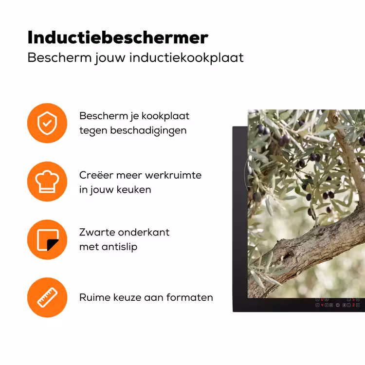 Inductiebeschermer - Olijfboom - tak - groen - Olijfboom - tak - groen Inductie beschermer vinyl 3mm klein