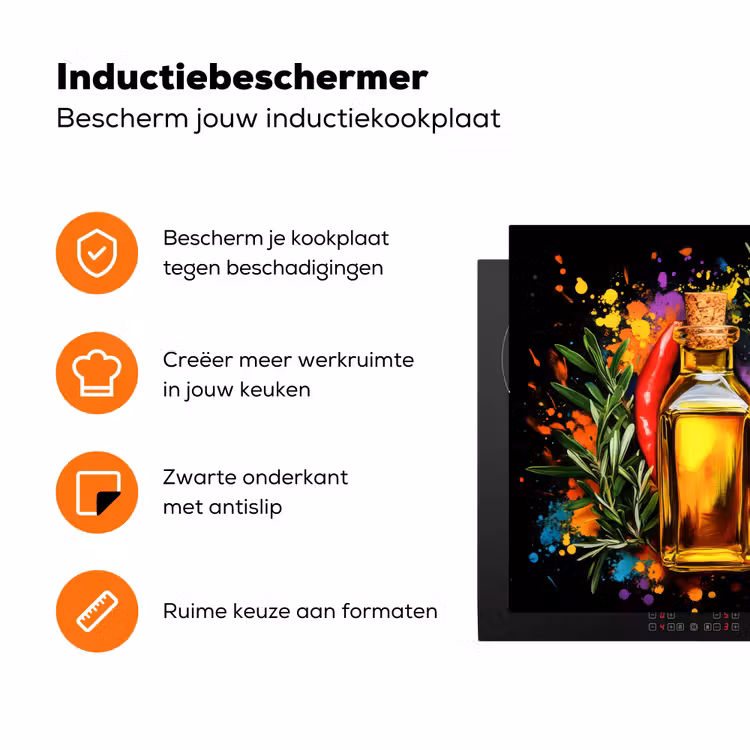 Olijfolie - Graffiti - Peper - Olijven - Modern Inductie beschermer vinyl 3mm klein -zzzzzzz-td-ups