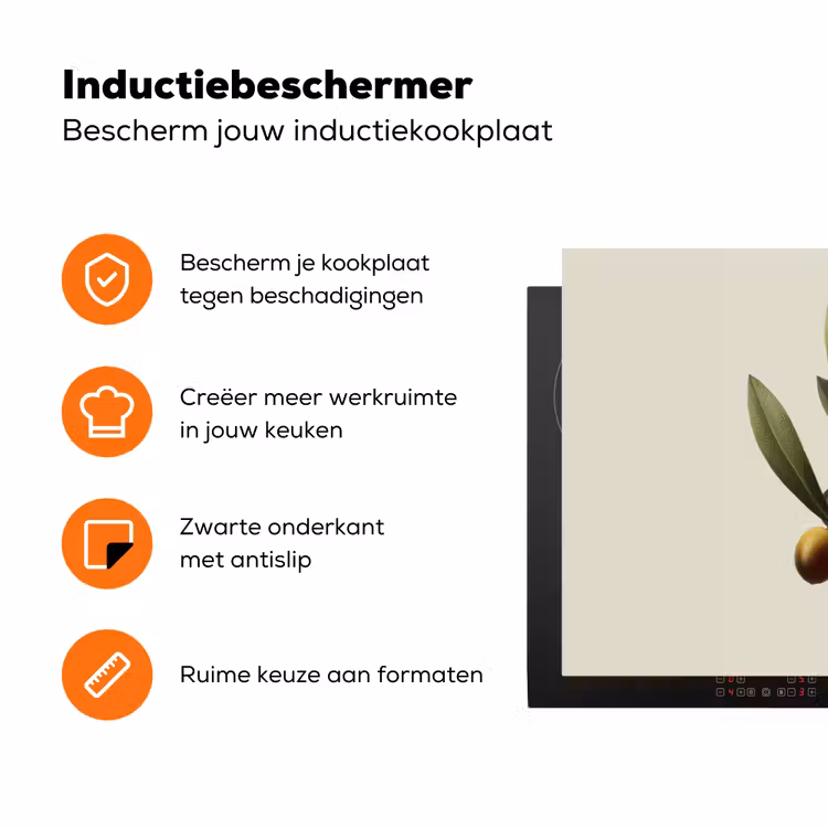 Olijftak - Donkergroen - Olijven Inductie beschermer vinyl 3mm klein -zzzzzzz-td-ups