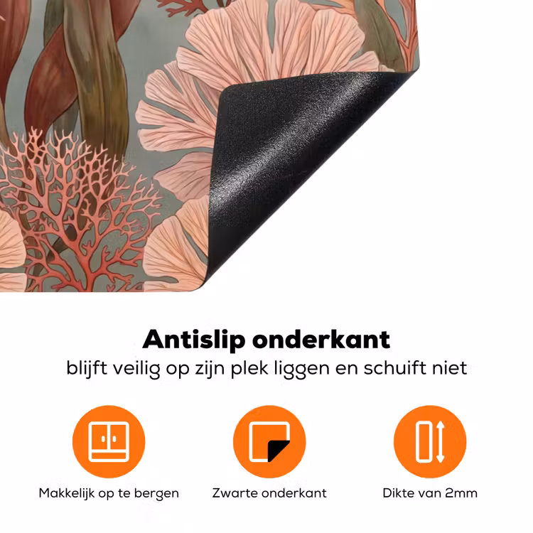 Onderwater - Planten - Vis - Vintage - Groen Inductie beschermer vinyl 3mm klein -zzzzzzz-td-onderkant