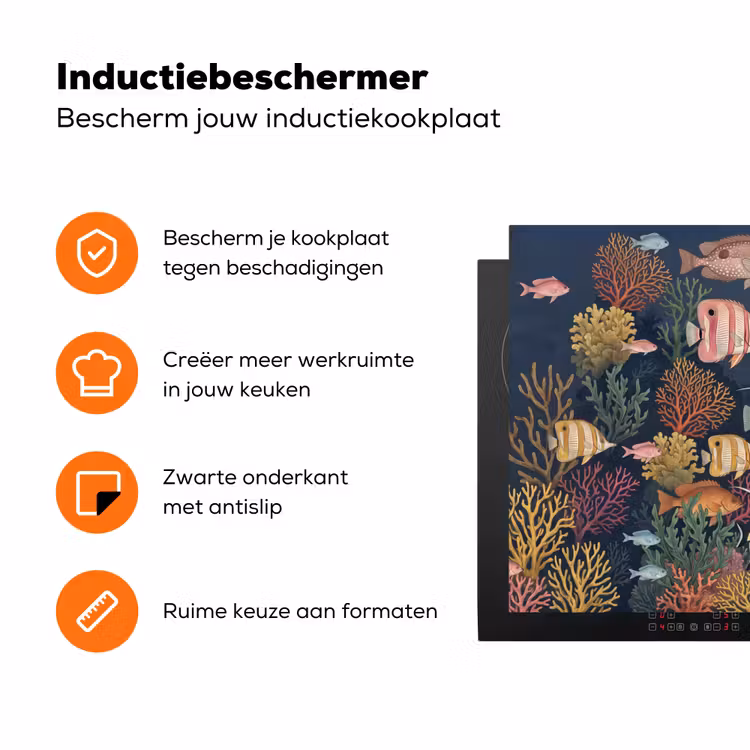 Onderwaterwereld - Vissen - Koraal - Illustratie - Kleurrijk Inductie beschermer vinyl 3mm klein -zzzzzzz-td-ups