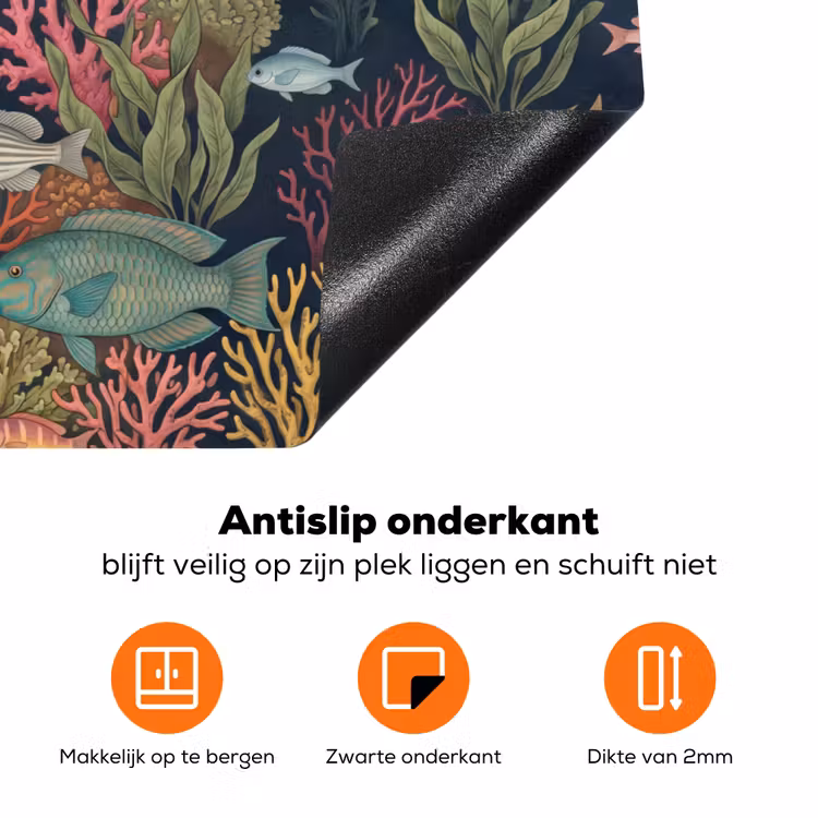 Onderwaterwereld - Vissen - Koraal - Illustratie - Kleurrijk Inductie beschermer vinyl 3mm klein -zzzzzzz-td-onderkant