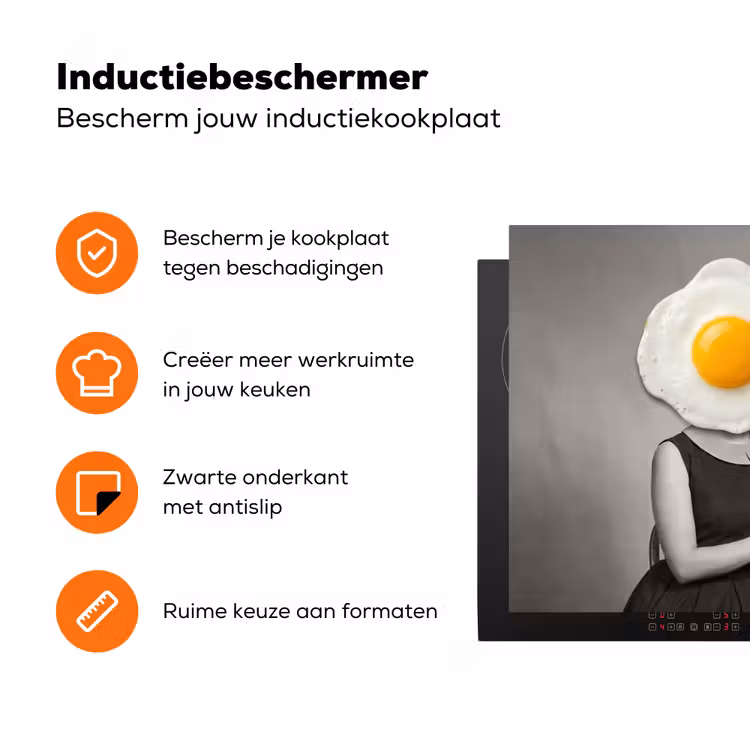 Ontbijt - Koppel - Ei - Brood Inductie beschermer vinyl 3mm klein -zzzzzzz-td-ups