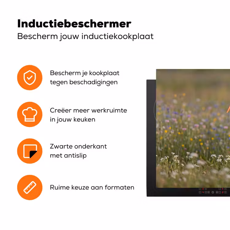 Ooienvaar - Bloemen - Weide - Kleurrijk Inductie beschermer vinyl 3mm klein -zzzzzzz-td-ups