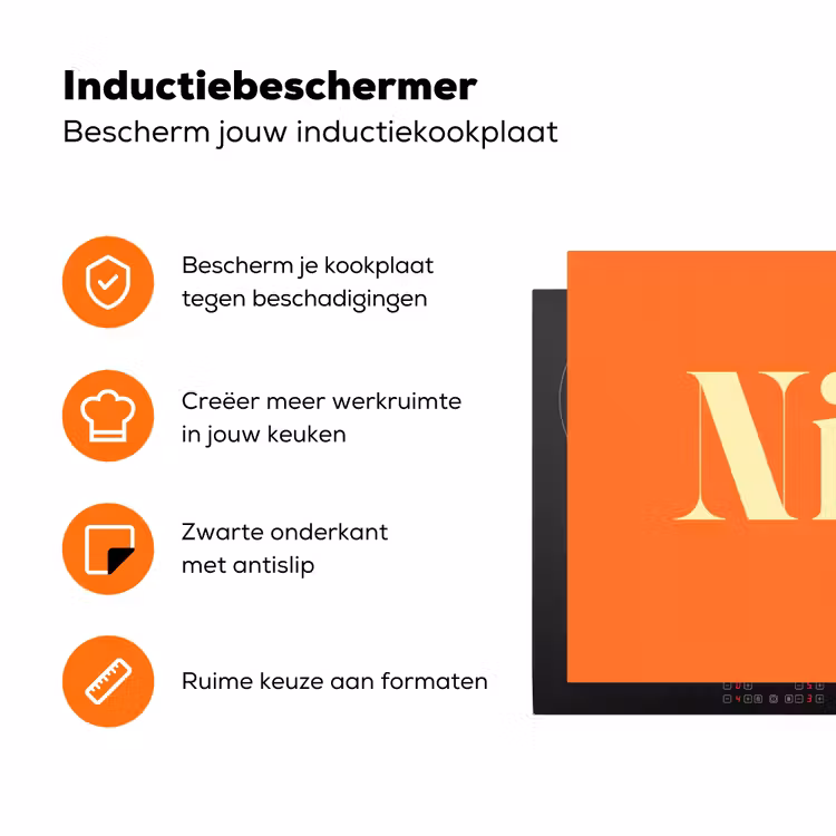 Oranje - Gebroken wit - Nice Inductie beschermer vinyl 3mm klein -zzzzzzz-td-ups