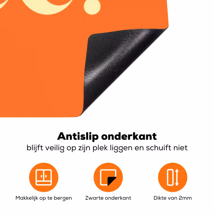 Oranje - Gebroken wit - Nice Inductie beschermer vinyl 3mm klein -zzzzzzz-td-onderkant