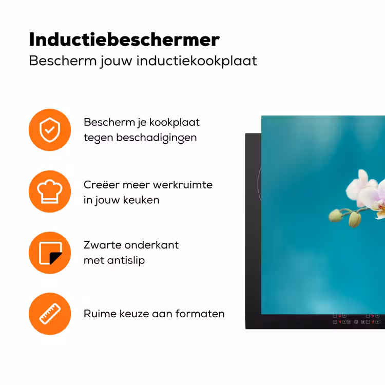 Orchidee - Bloemen - Plant - Wit - Paars Inductie beschermer vinyl 3mm klein -zzzzzzz-td-ups