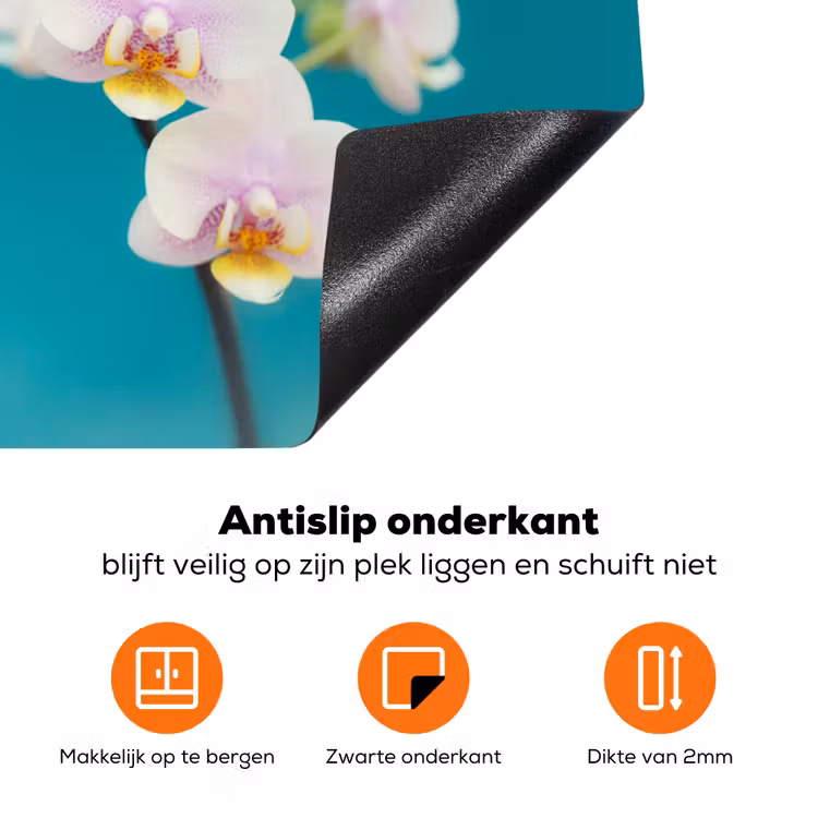 Orchidee - Bloemen - Plant - Wit - Paars Inductie beschermer vinyl 3mm klein -zzzzzzz-td-onderkant