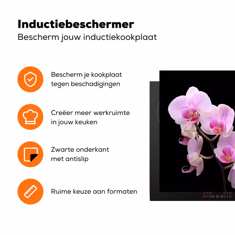 Orchidee - Bloemen - Roze - Flora Inductie beschermer vinyl 3mm klein -zzzzzzz-td-ups