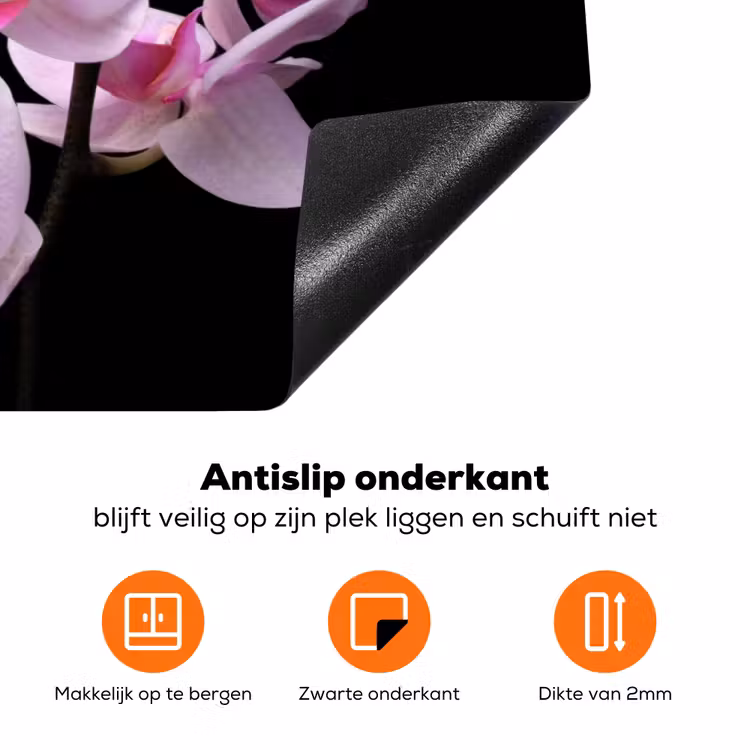 Orchidee - Bloemen - Roze - Flora Inductie beschermer vinyl 3mm klein -zzzzzzz-td-onderkant
