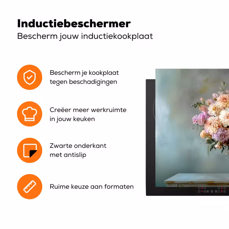 Orchidee - Boeket - Vaas - Bloemen Inductie beschermer vinyl 3mm klein -zzzzzzz-td-ups