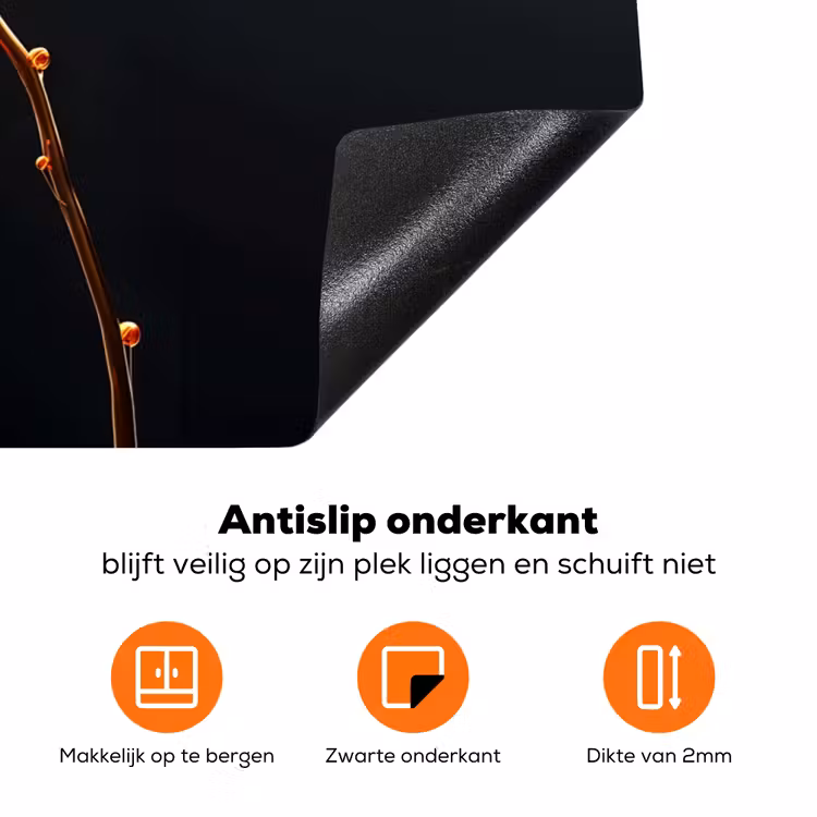 Orchidee - Doorzichtig - Bloem Inductie beschermer vinyl 3mm klein -zzzzzzz-td-onderkant
