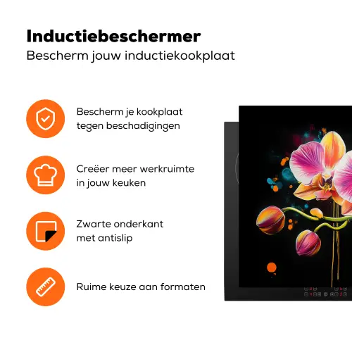 Orchidee - Graffiti - Kleurrijk - Bloemen - Abstract Inductie beschermer vinyl 3mm klein -zzzzzzz-td-ups