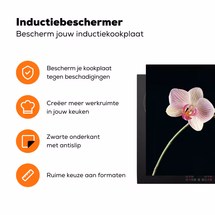 Orchidee - Roze - Bloemen Inductie beschermer vinyl 3mm klein -zzzzzzz-td-ups