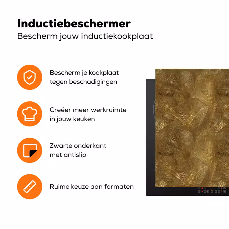 Organisch - Lijnen - Goud Inductie beschermer vinyl 3mm klein 276 -zzzzzzz-td-ups