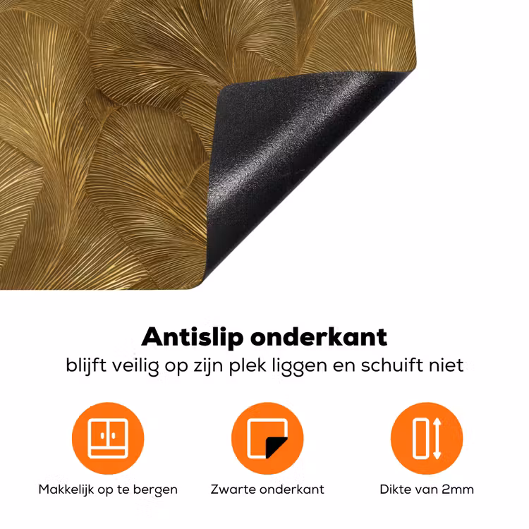 Organisch - Lijnen - Goud Inductie beschermer vinyl 3mm klein 276 -zzzzzzz-td-onderkant
