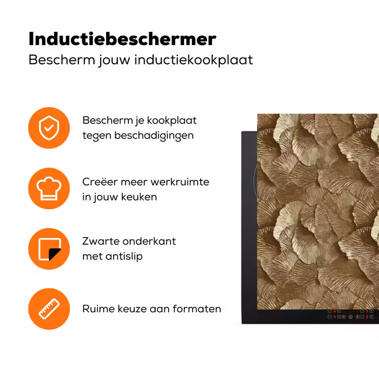 Organisch - Patroon - Bladeren - Goud Inductie beschermer vinyl 3mm klein 276 -zzzzzzz-td-ups