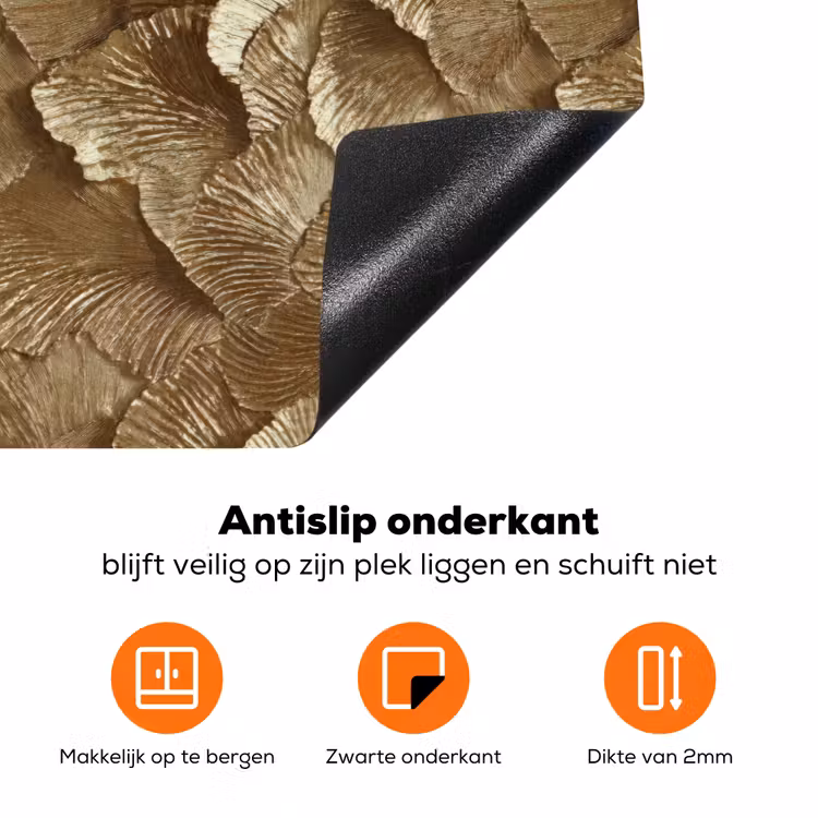 Organisch - Patroon - Bladeren - Goud Inductie beschermer vinyl 3mm klein 276 -zzzzzzz-td-onderkant