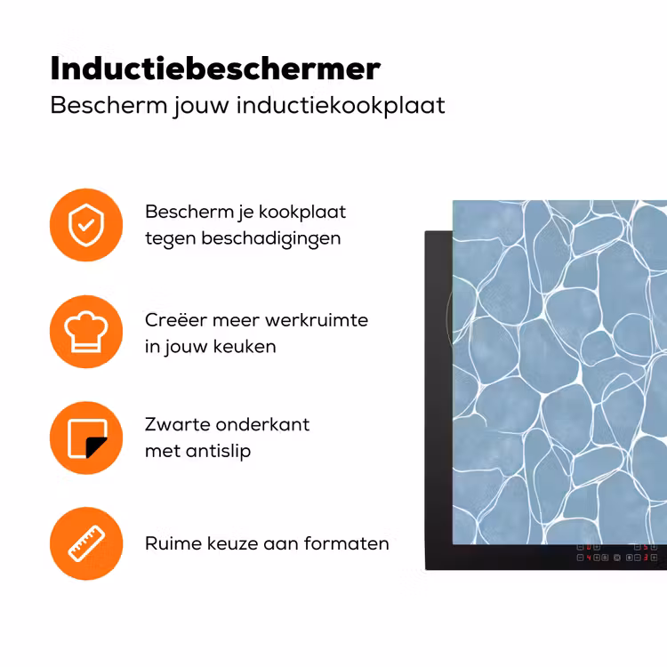 Organisch - Patroon - Blauw Inductie beschermer vinyl 3mm klein 276 -zzzzzzz-td-ups