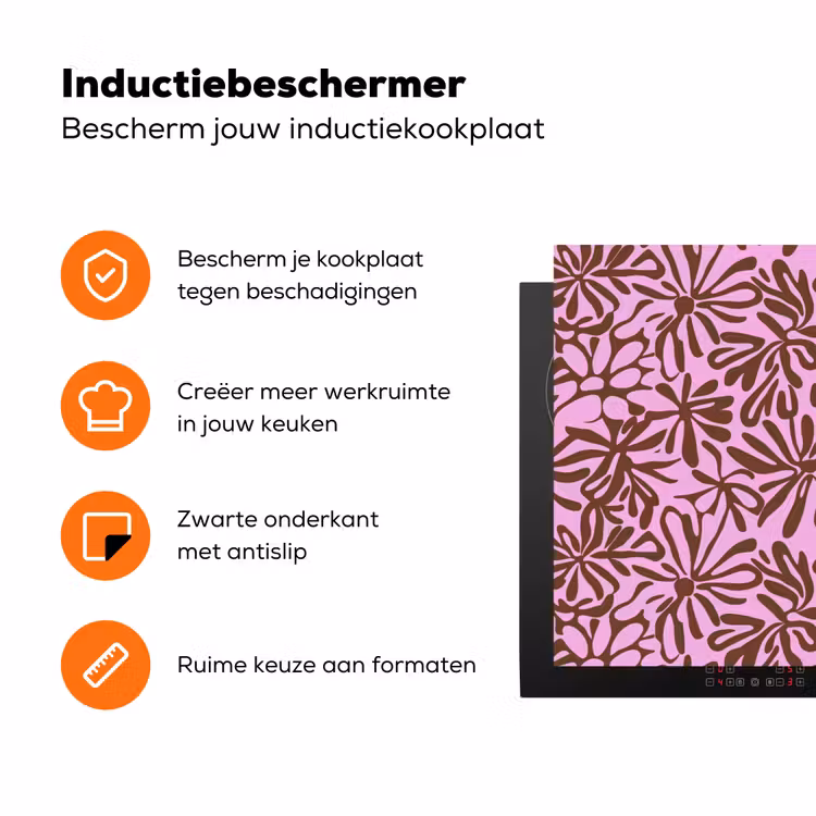 Organisch - Patroon - Roze Inductie beschermer vinyl 3mm klein 276 -zzzzzzz-td-ups