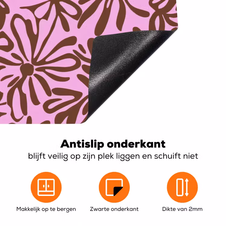 Organisch - Patroon - Roze Inductie beschermer vinyl 3mm klein 276 -zzzzzzz-td-onderkant