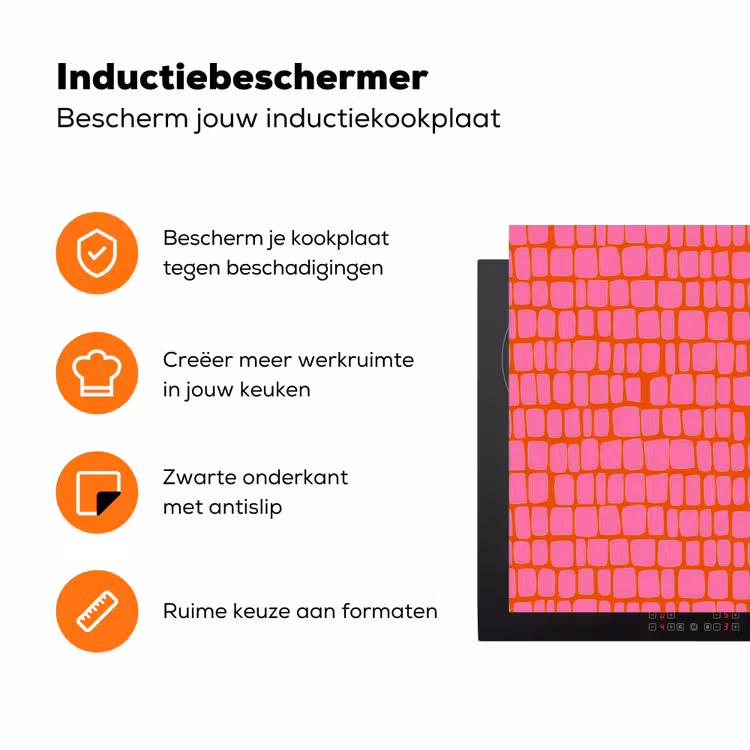 Organisch - Raster - Roze Inductie beschermer vinyl 3mm klein 276 -zzzzzzz-td-ups