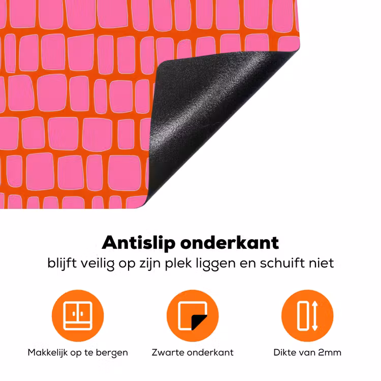 Organisch - Raster - Roze Inductie beschermer vinyl 3mm klein 276 -zzzzzzz-td-onderkant