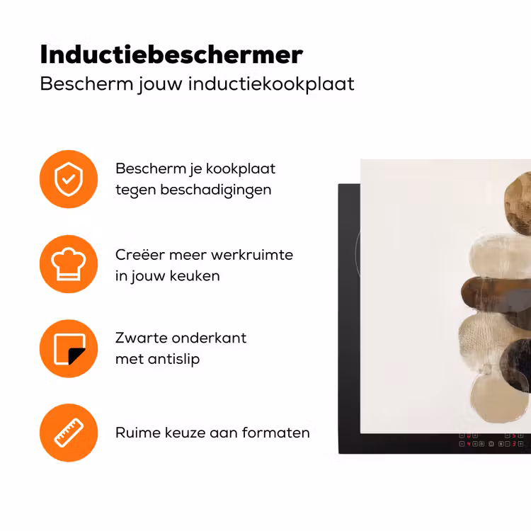 Ovaal - Kleurvlakken - Penseelstreken Inductie beschermer vinyl 3mm klein -zzzzzzz-td-ups