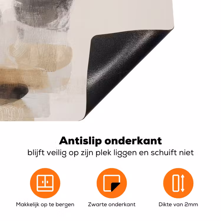 Ovaal - Kleurvlakken - Penseelstreken Inductie beschermer vinyl 3mm klein -zzzzzzz-td-onderkant