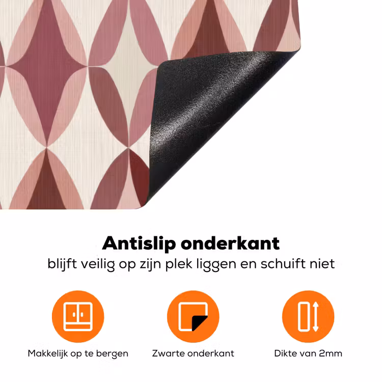 Ovaal - Textuur - Roze Inductie beschermer vinyl 3mm klein 276 -zzzzzzz-td-onderkant