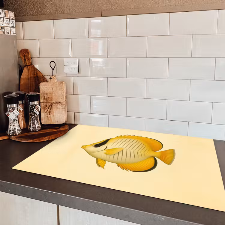 Ovaal - Vis - Geel - Schubben Inductie beschermer vinyl 3mm klein -sfeer3
